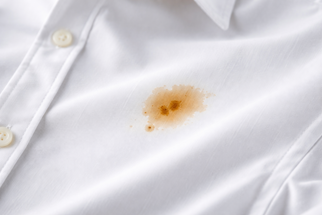 Services Complémentaires tache de café sur chemise blanche